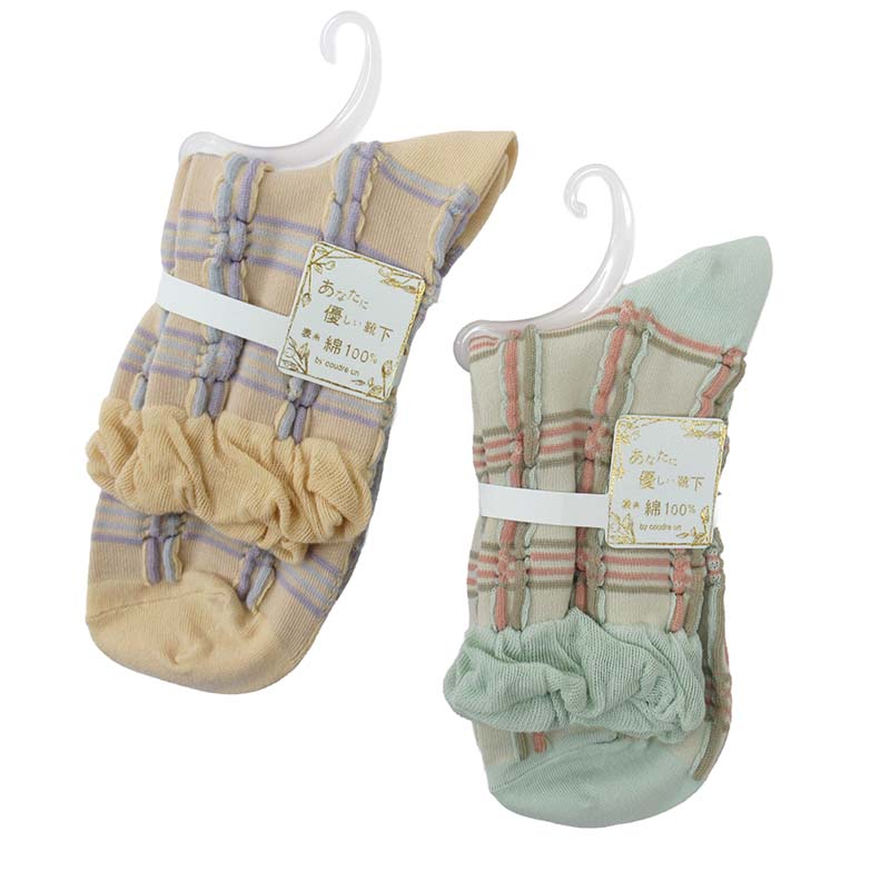 coudre un あなたに優しい靴下 マドラスチェックソックス